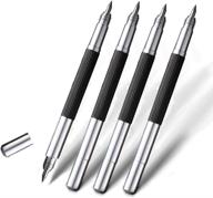 🔪 high mohs hardness double head tungsten carbide tip scriber - 4 pack engraving pen comparable to diamond for glass metal wood ceramics stone, ideal for precise detailing (2.8) logo