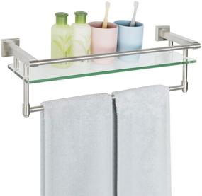 img 4 attached to Alise Shower Glass Shelf: Stylish Stainless Steel Bathroom Wall Shelf with Towel Bar, 21-Inch Wall-Mount Design, Brushed Finish - GK9012
