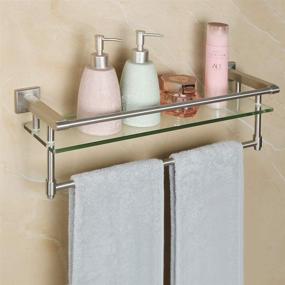 img 2 attached to Alise Shower Glass Shelf: Stylish Stainless Steel Bathroom Wall Shelf with Towel Bar, 21-Inch Wall-Mount Design, Brushed Finish - GK9012