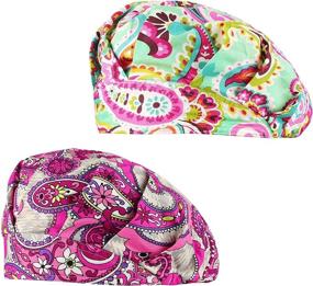 img 1 attached to 👒 Stay Comfortable and Stylish at Work with Cascacy 2 Pack Women's Adjustable Cotton Bouffant Working Cap: Working Hats with Sweatband, Multi Color