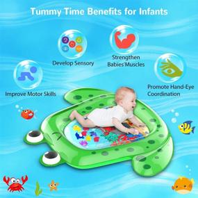 img 3 attached to 👶 VATOS X-Large Tummy Time Baby Water Mat 43×35" for Newborn, Infant, Toddler - Inflatable Play Mat Sensory Toys, BPA Free, Early Development Activity Centers - Perfect Gift for Boys and Girls, 3 6 9 18 Months