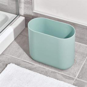img 2 attached to iDesign Cade Oval Slim Trash Can - Perfect for Bathroom, Bedroom, Home Office, Dorm, College - Matte Soft Aqua