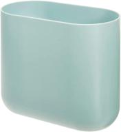 idesign cade oval slim trash can - perfect for bathroom, bedroom, home office, dorm, college - matte soft aqua logo