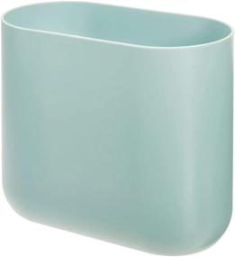 img 3 attached to iDesign Cade Oval Slim Trash Can - Perfect for Bathroom, Bedroom, Home Office, Dorm, College - Matte Soft Aqua