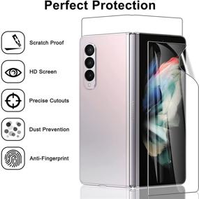 img 2 attached to 📱 2-Pack Full Coverage Screen Protectors Compatible with Samsung Galaxy Z Fold 3 2021 5G – Inner & Front Protection, HD Clear, Anti-Scratch, Bubble-Free, Case Friendly