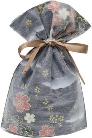 img 1 attached to 🎁 Gift Mate 21018-6 6-Piece Drawstring Gift Bags, Medium: Discover Non-Woven Asian Garden elegance!