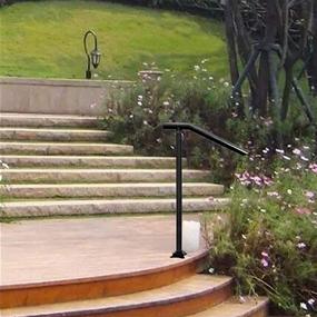 img 1 attached to 🌿 Sturdy Outdoor Handrail for 1 or 2 Steps: Wrought Iron, Single Post Design - Perfect Grab Rail for Porch and Stair Safety