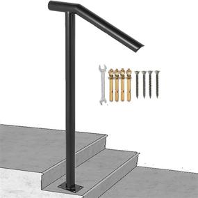 img 4 attached to 🌿 Sturdy Outdoor Handrail for 1 or 2 Steps: Wrought Iron, Single Post Design - Perfect Grab Rail for Porch and Stair Safety