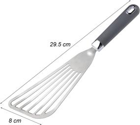 img 1 attached to 🍳 Premium Cooptop Stainless Steel Slotted Spatula Turner - Flex Fish Spatula - Fish Turner in Sleek Grey