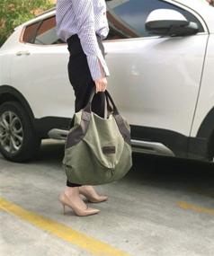 img 2 attached to 👜 Стильные и практичные: Большие карманы из холста и кожи xiaoxiongmao для женщин на каждый день