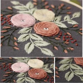 img 1 attached to 🌹 Complete Embroidery Starter Kit: Patterned Stamped Fabric, Floral Design, Bamboo Hoop, Color Threads, and Tools - Ideal for Beginners (Pretty Roses)