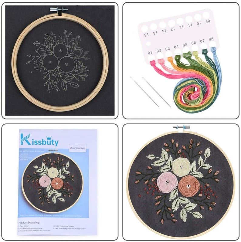 3 Pack Embroidery Starter Kit with Pattern,Kissbuty Full Range of Stamped Embroi