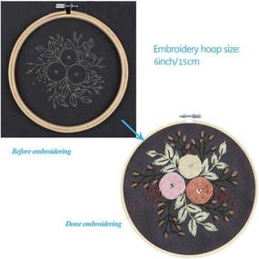 img 3 attached to 🌹 Complete Embroidery Starter Kit: Patterned Stamped Fabric, Floral Design, Bamboo Hoop, Color Threads, and Tools - Ideal for Beginners (Pretty Roses)