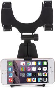 img 2 attached to 📱 Aduro Rearview Mirror Car Mount Grip Clip for Universal Smartphones: 240° Swivel, Rubberized Clips, Fit 3.5'-5.5' Screens