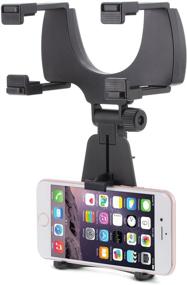 img 4 attached to 📱 Aduro Rearview Mirror Car Mount Grip Clip for Universal Smartphones: 240° Swivel, Rubberized Clips, Fit 3.5'-5.5' Screens