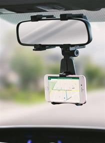 img 3 attached to 📱 Aduro Rearview Mirror Car Mount Grip Clip for Universal Smartphones: 240° Swivel, Rubberized Clips, Fit 3.5'-5.5' Screens