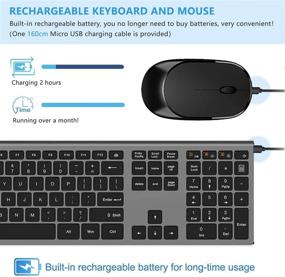 img 3 attached to 🔋 Перезаряжаемое беспроводное комбо клавиатура и мышь LEKVEY - полноразмерные, тонкие, бесшумные клавиши - 2,4Г сетка для Windows, ноутбука, компьютера