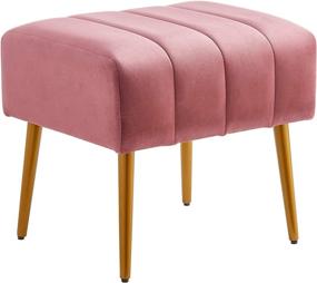 img 4 attached to 🌹 Stylish and Comfortable Ball & Cast Velvet Ottoman with Golden Powder Coating Legs – Rose, 18"W x 15.75"D x 17.5"H – Set of 1