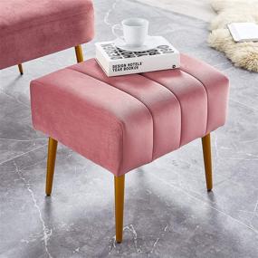 img 2 attached to 🌹 Stylish and Comfortable Ball & Cast Velvet Ottoman with Golden Powder Coating Legs – Rose, 18"W x 15.75"D x 17.5"H – Set of 1