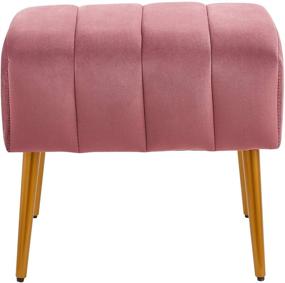 img 3 attached to 🌹 Stylish and Comfortable Ball & Cast Velvet Ottoman with Golden Powder Coating Legs – Rose, 18"W x 15.75"D x 17.5"H – Set of 1