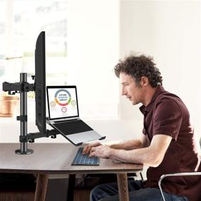 img 2 attached to 🖥️ Efficient and Versatile MOUNT PRO Computer Monitor and Laptop Desk Mount Combo - Adjustable Stand for 13'' to 32'' LCD Screens and Notebooks up to 17'' - Secure Clamp/Grommet Mounting Base - Holds 17.6lbs