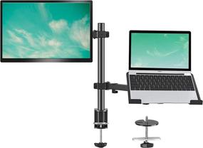 img 4 attached to 🖥️ Efficient and Versatile MOUNT PRO Computer Monitor and Laptop Desk Mount Combo - Adjustable Stand for 13'' to 32'' LCD Screens and Notebooks up to 17'' - Secure Clamp/Grommet Mounting Base - Holds 17.6lbs