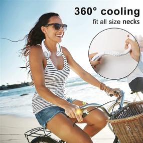 img 2 attached to 🌀 Rechargeable Hands-Free Bladeless Portable Neck Fan, 360° Cooling, Low Noise 3-Speed Mini Fans, Hanging Headphone Design, No Hair Twisting, Sports Fan for Indoor & Outdoor Use