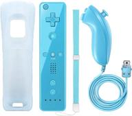 🎮 enhanced nc remote controller and nunchaku controller replacement for wii remote controller, integrated 3-axis motion sensor, compatible with nintendo wii/wii u, includes silicone case and wrist strap (blue 1set) logo