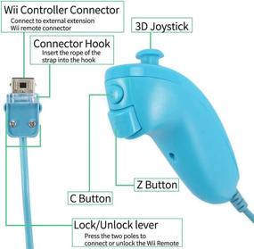 img 2 attached to 🎮 Enhanced NC Remote Controller and Nunchaku Controller Replacement for Wii Remote Controller, Integrated 3-axis Motion Sensor, Compatible with Nintendo Wii/Wii U, Includes Silicone Case and Wrist Strap (Blue 1set)