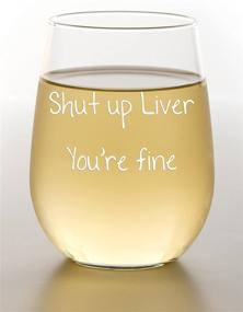 img 1 attached to Amusing Mugs, LOL - Hush Liver, You're Fine! - Hilarious Stemless Wine Glass 15oz - Wedding Wine Gift - Unique Mother's Day Gift - Fun Bachelorette Parties - Ideal Birthday Gift for Women