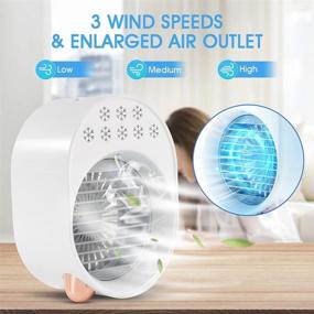 img 2 attached to 💨 Stay Cool and Comfortable Anywhere with the Portable Mini Air Cooler Fan with 3 Speeds, USB and Color-changing Light