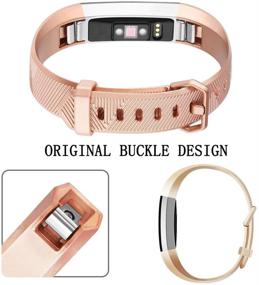img 1 attached to 🌈 Тобфит 4-пакетный ремешок для часов Fitbit Alta / Alta HR - Мягкие спортивные силиконовые запасные ремешки для женщин и мужчин (Маленький) в черном, шампанском золоте, розовом золоте и сером цвете.