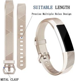 img 2 attached to 🌈 Тобфит 4-пакетный ремешок для часов Fitbit Alta / Alta HR - Мягкие спортивные силиконовые запасные ремешки для женщин и мужчин (Маленький) в черном, шампанском золоте, розовом золоте и сером цвете.