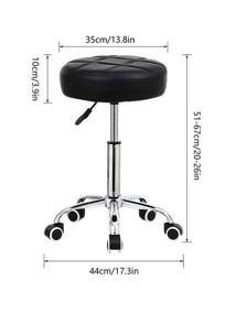 img 2 attached to Height Adjustable Round Rolling Stool Chair in PU Leather - Perfect for Shop, 🪑 Drafting, Work, SPA, Medical, and Salon - Swivel Stool with Wheels - Office Chair in Black