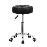 height adjustable round rolling stool chair in pu leather - perfect for shop, 🪑 drafting, work, spa, medical, and salon - swivel stool with wheels - office chair in black logo