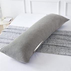 img 4 attached to 💤 Cozy and Stylish AQUENSO Body Pillow Case Cover: Soft Jersey Cotton with Zipper, 20x54 Inch, Light Grey