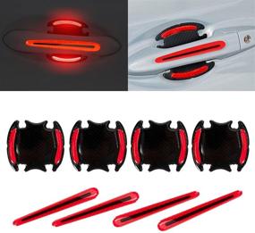 img 4 attached to 🚗 Red Belpair Car Door Handle Anti-Scratch Protector, Auto Plate Protection Bumper Guards with Laser Reflective Silicon Stickers, Protective Film for Outdoor Safety, Decoration Strips (8pcs)