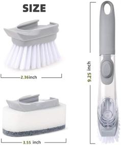 img 2 attached to 🧽 Dish Brush with Handle & 3 Replacement Sponge Heads - Non-Scratch, Reusable Brushes for Pot, Dishes, and Sink