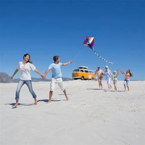 img 2 attached to 🪁 Jellyfish Planet Large Rainbow Diamond Kite - Easy-to-Fly, Top-Rated Diamond Kite, Perfect Gift for Kids and Adults. Vibrant and Spacious with Extended Tail. Ideal for Beach and Outdoor Family Games.