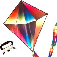 🪁 jellyfish planet large rainbow diamond kite - easy-to-fly, top-rated diamond kite, perfect gift for kids and adults. vibrant and spacious with extended tail. ideal for beach and outdoor family games. логотип