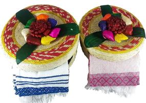 img 4 attached to 🥮 Tortillero & Pancake Handwoven Basket & Handloomed Tortilla Cloth Bundle - Authentic Mexican Art, Multicolor, 100% Palm, 2 Pack Warmer Keeper