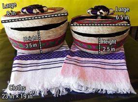 img 3 attached to 🥮 Tortillero & Pancake Handwoven Basket & Handloomed Tortilla Cloth Bundle - Authentic Mexican Art, Multicolor, 100% Palm, 2 Pack Warmer Keeper