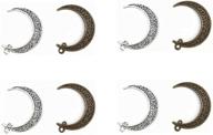 🌙 set of 20 kinteshun hollow moon luna crescent symbol filigree charm pendants for diy jewelry making accessories in antique silver and bronze logo