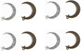 img 4 attached to 🌙 Set of 20 Kinteshun Hollow Moon Luna Crescent Symbol Filigree Charm Pendants for DIY Jewelry Making Accessories in Antique Silver and Bronze