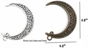 img 3 attached to 🌙 Set of 20 Kinteshun Hollow Moon Luna Crescent Symbol Filigree Charm Pendants for DIY Jewelry Making Accessories in Antique Silver and Bronze