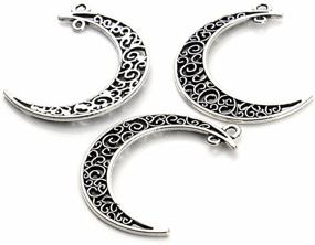 img 1 attached to 🌙 Set of 20 Kinteshun Hollow Moon Luna Crescent Symbol Filigree Charm Pendants for DIY Jewelry Making Accessories in Antique Silver and Bronze