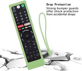 img 3 attached to Protective Silicone Remote Case For Sony RMT-TX102U RMF-TX200U RMT-TX200U RMF-TX300U Smart Android TV Voice Remote Controller Washable Anti-Lost Remote Cover With Loop (Glow In Dark Green)