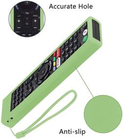 img 2 attached to Protective Silicone Remote Case For Sony RMT-TX102U RMF-TX200U RMT-TX200U RMF-TX300U Smart Android TV Voice Remote Controller Washable Anti-Lost Remote Cover With Loop (Glow In Dark Green)