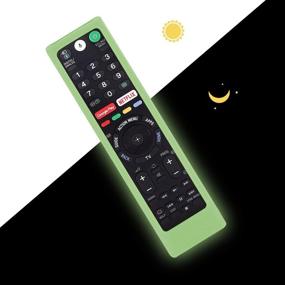 img 1 attached to Protective Silicone Remote Case For Sony RMT-TX102U RMF-TX200U RMT-TX200U RMF-TX300U Smart Android TV Voice Remote Controller Washable Anti-Lost Remote Cover With Loop (Glow In Dark Green)