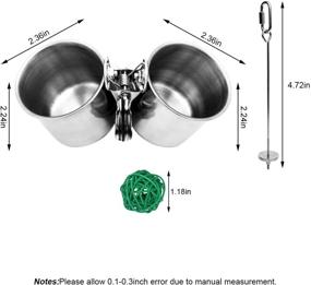 img 3 attached to 🐦 Bac-Kitchen Hanging Bird Feeder Dish | Stainless Steel Bird Bowl with Perches | Play Stand & Clamp | Birdcage Water and Food Dish